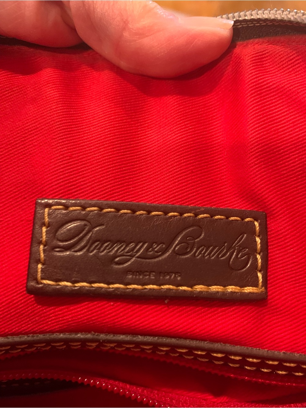 Dooney Red and Black Chevron Satchel - Picture 8 of 15
